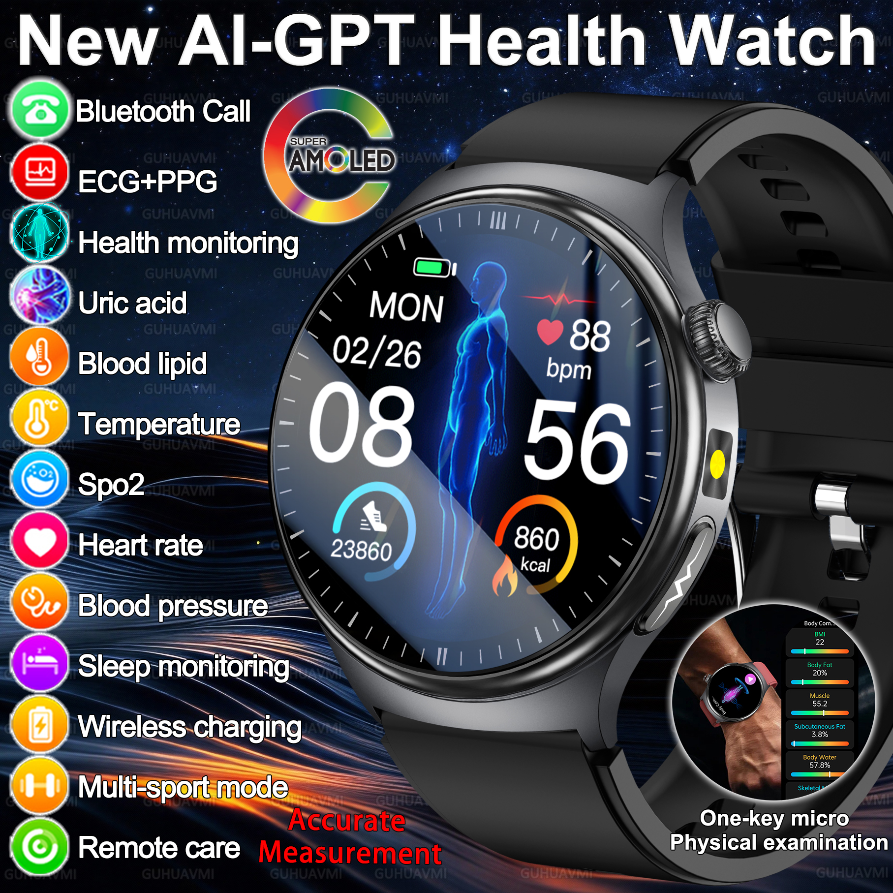 Smartwatch Health Watches For Men - 2026 New Accurate Diagnosis Smart Watch