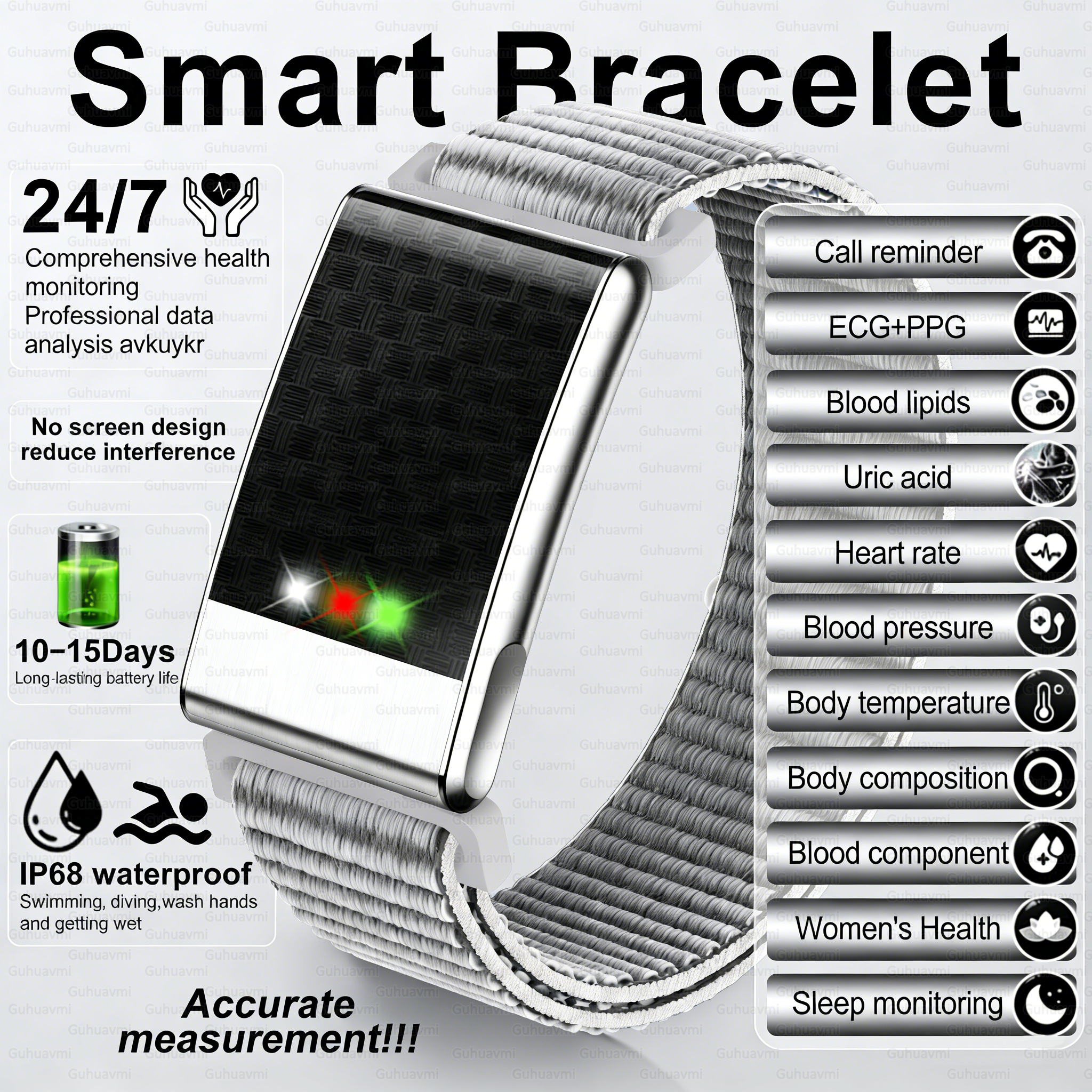 Smartwatch Watches Gift For Women - Men's ECG Health Smart Watch BMI