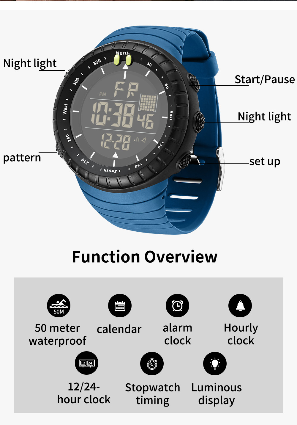 SANDA New 6256 Men's Electroni - Tide Watch Surf recensie en prijs
