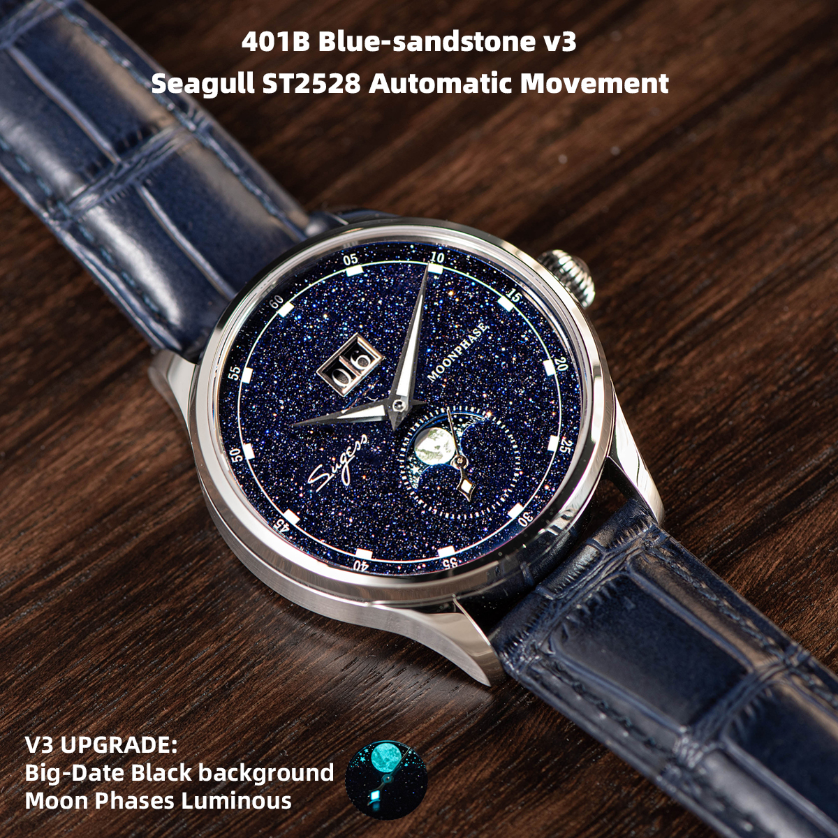 Sugess Moonphase Watch of Men  - Tide Watch Surf recensie en prijs