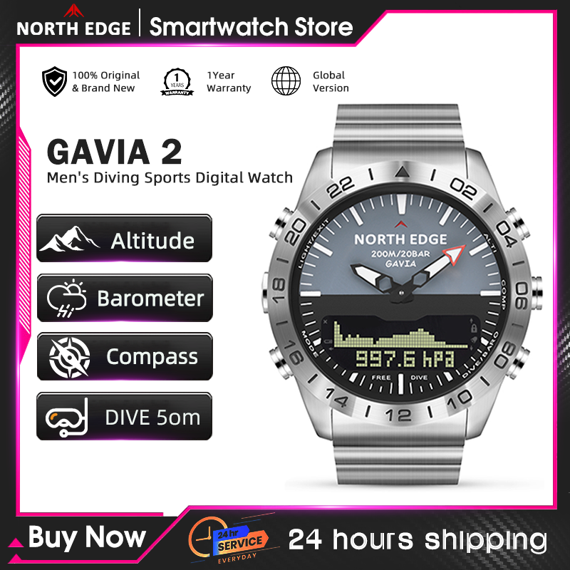 NORTH EDGE Mens Dive Watch Mil - Altimeter Compass Watch recensie en prijs