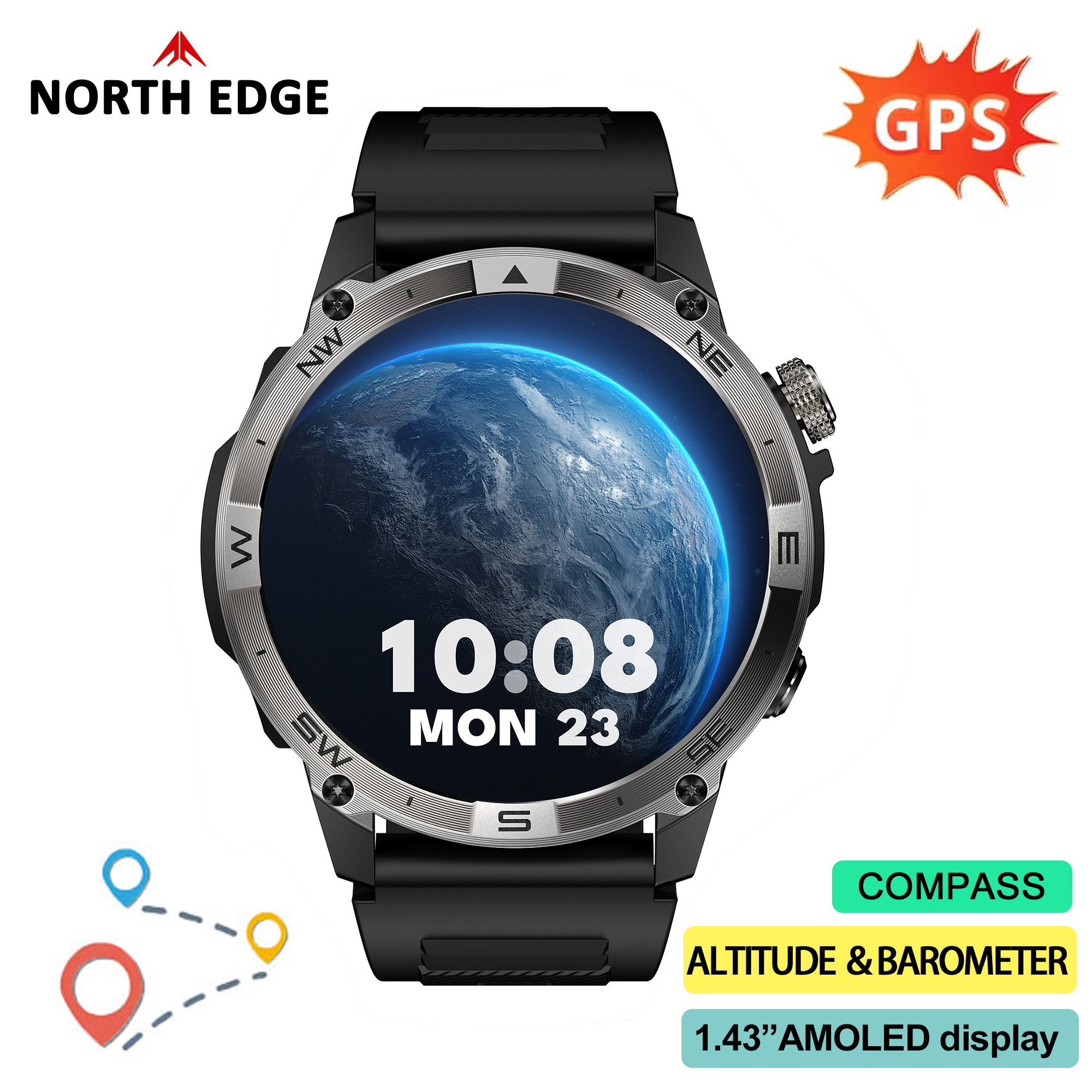NORTH EDGE GPS Sports Smart Wa - Altimeter Compass Watch recensie en prijs