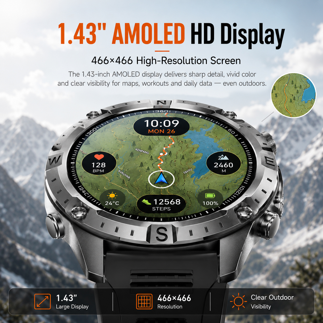 2026 New Offline Maps GPS Smar - Altimeter Compass Watch recensie en prijs