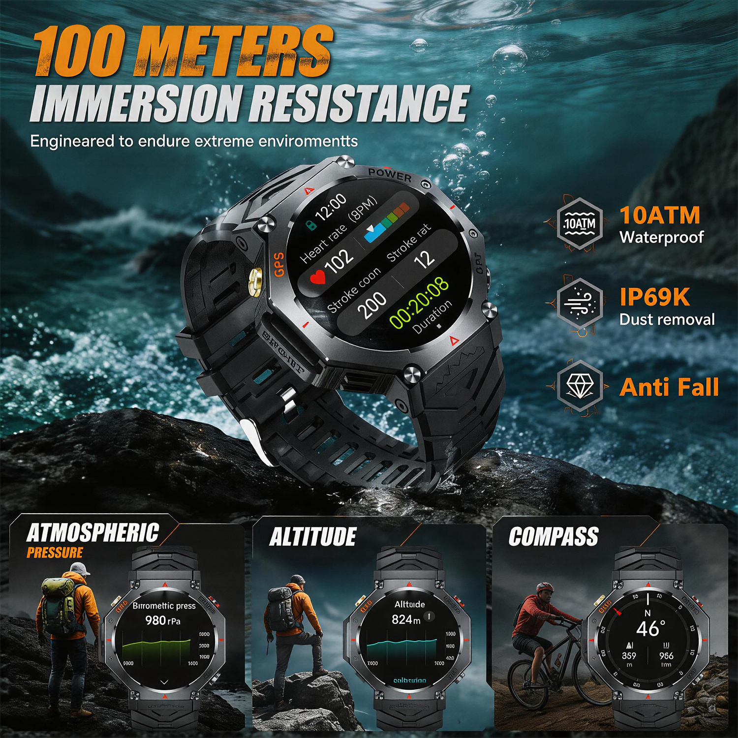 Military Smart Watch T-Rex 3 B - Altimeter Compass Watch recensie en prijs