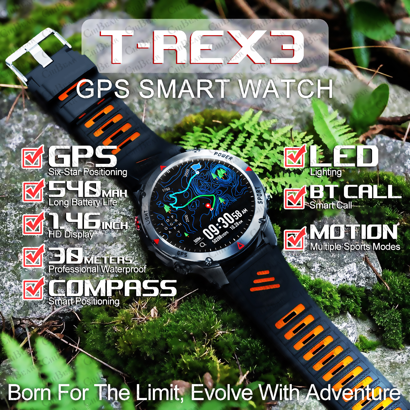 T-Rex 3 Built-in Dual-band GPS - Altimeter Compass Watch recensie en prijs