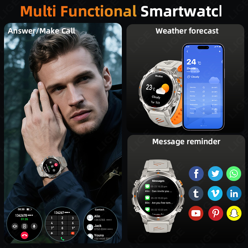 LIGE Rugged GPS Track Smart Wa - Smartwatch Watches Smart recensie en prijs