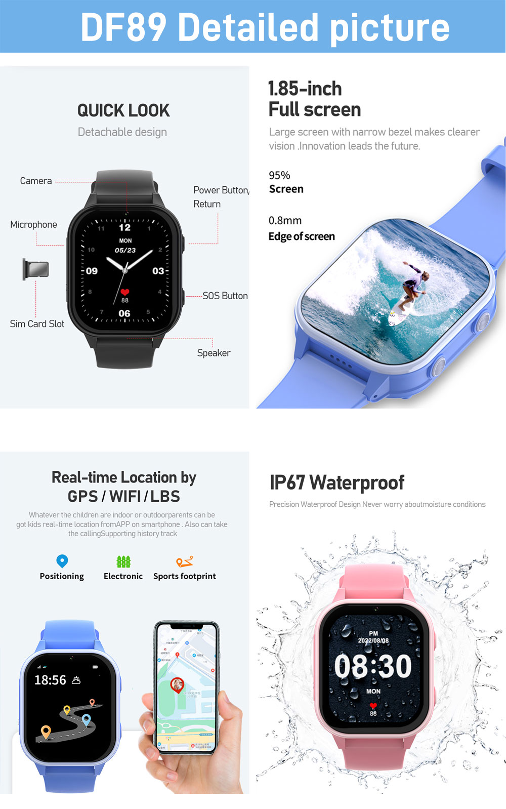 2G 4G Kids Smart Watch Phone G - Smartwatch Watches Gift For Girls recensie en prijs