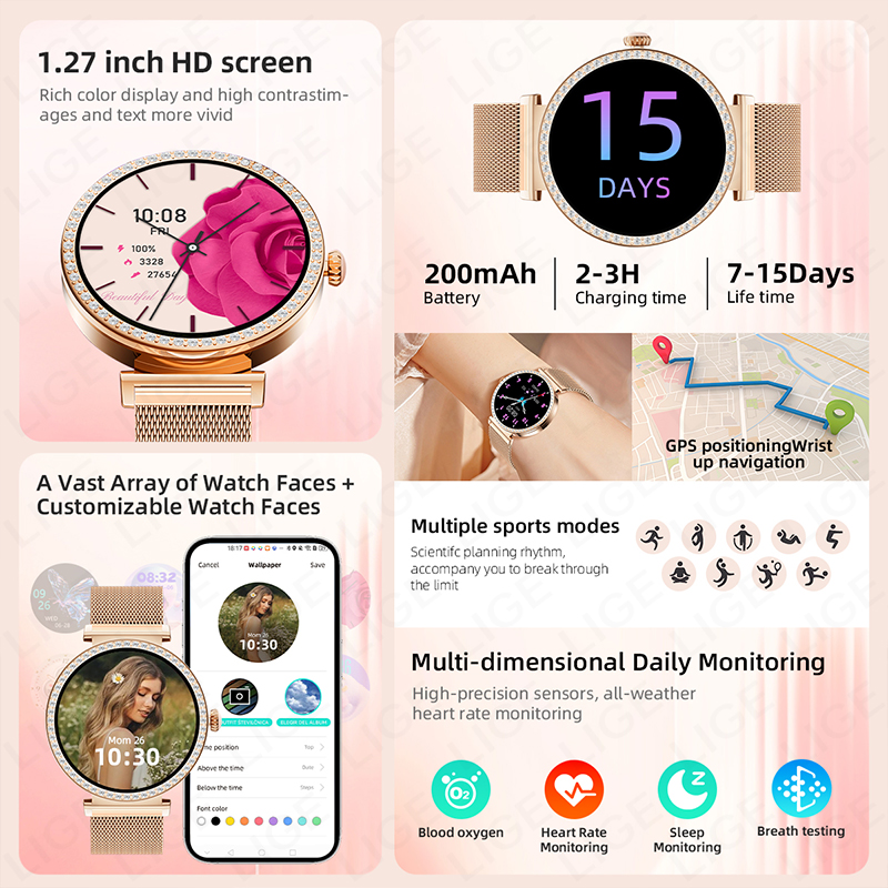 New Luxury Diamond Smart Watch - Smartwatch Health Watches For Women recensie en prijs